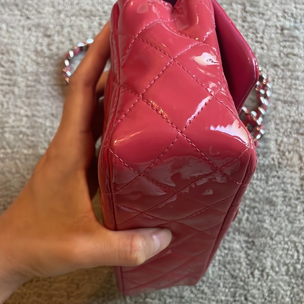 CHANEL Pink Quilted Patent Leather Mini Flap Crossbody Bag - Picture 5 of 7